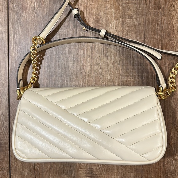 Tory Burch Kira Small Chevron-Quilt Flap Shoulder Bag — New Cream - Picture 3 of 9